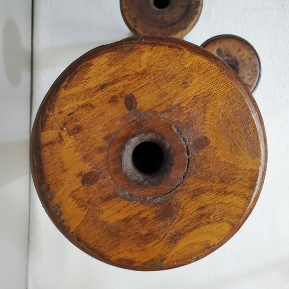 Vintage Wooden Textile Spools Primitive Home Decor Set of 3 Huge Medium Small - Picture 9 of 11